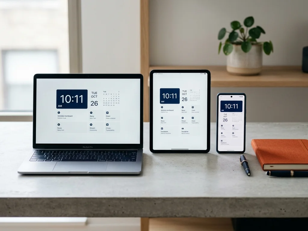 Ordinateur, tablette et smartphone montrant l'adaptation fluide d'un site web sur différents formats d'écrans.